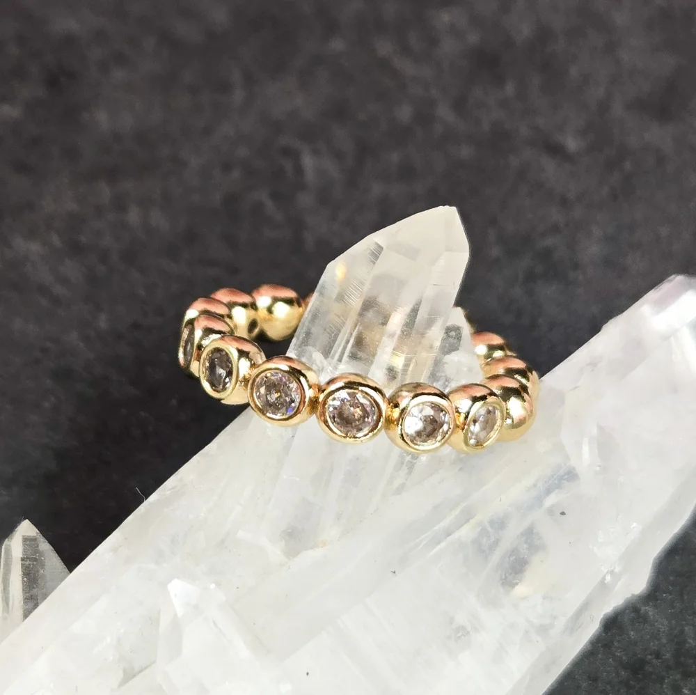 NWT CZ Bezel-Set Stacking Half Eternity Ring, Size 6